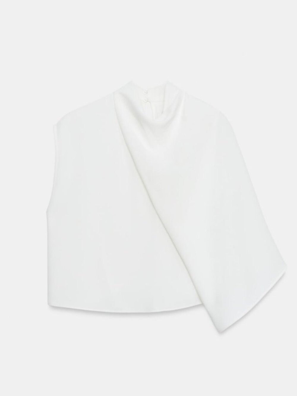 Zara Asymmetric Cape Top Oyster White High Neck - Size Large